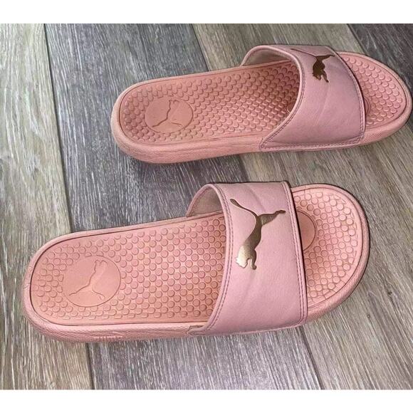Puma Women's US Size 6 Cool Cat Cloud Pink Rose Gold Slides Slipper Shoes - Picture 2 of 11